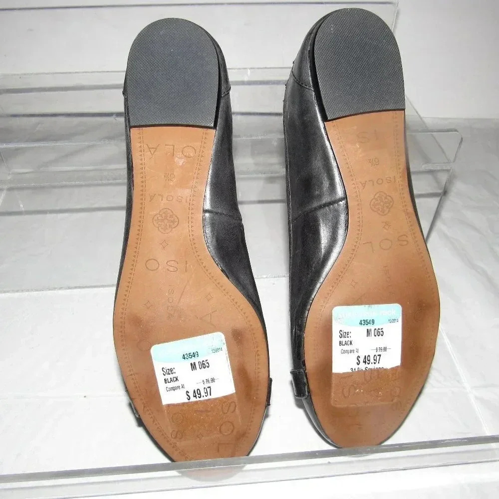ISOLA Brianne Black Leather Ballet Flats Size 6.5M - Picture 5 of 6